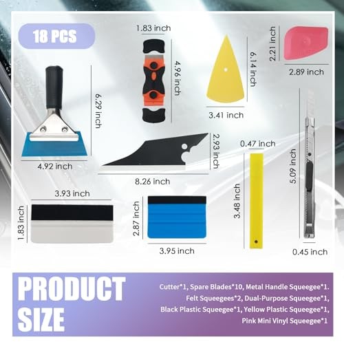 18PCS Car Window Tint Kit,Multi-Purpose Window Tint Car Kit with Felt