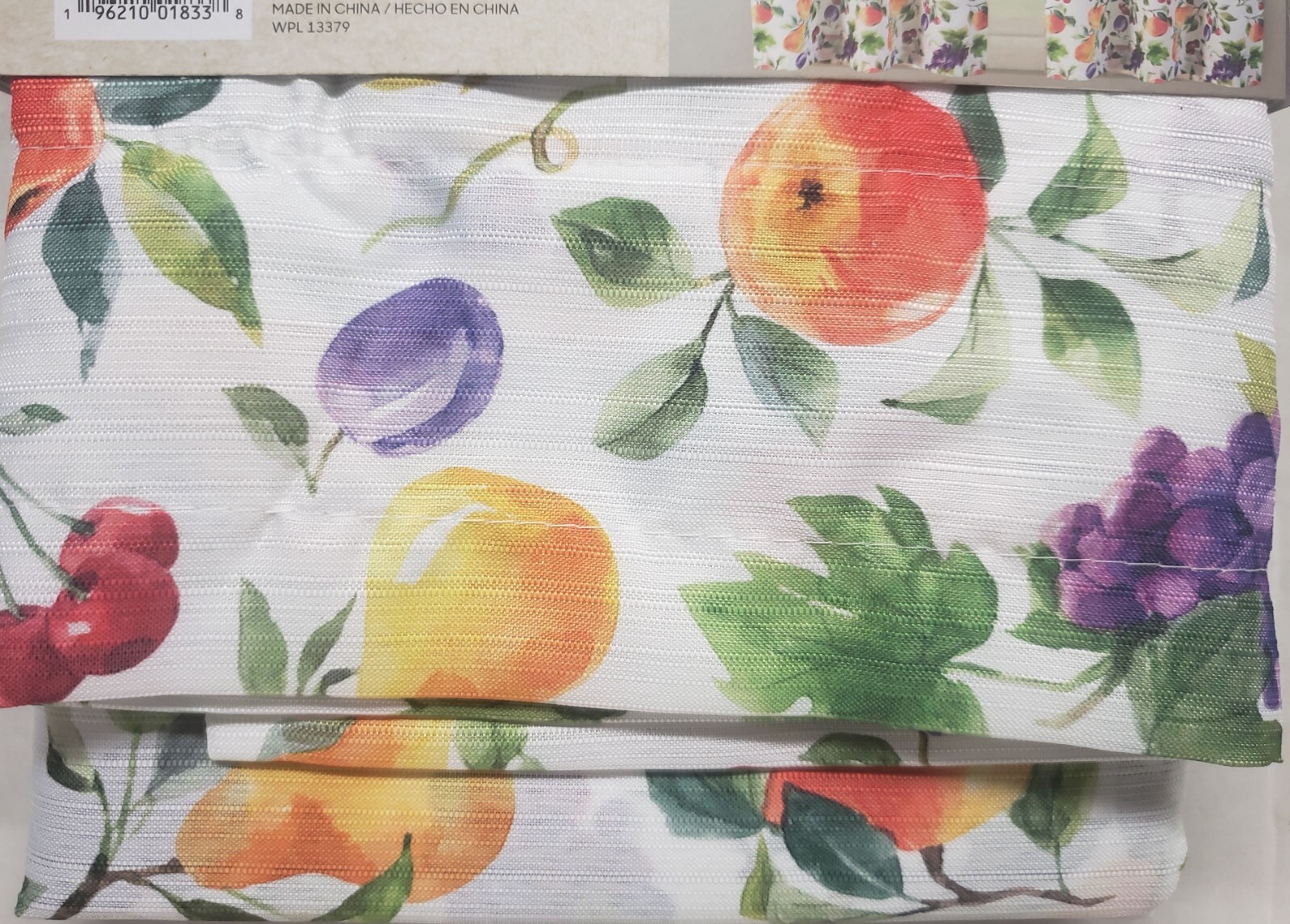3pc Printed Kitchen Curtains Set:2 Tiers(26″x36″)&Valance(52″x18″)FRUITS,Tribeca