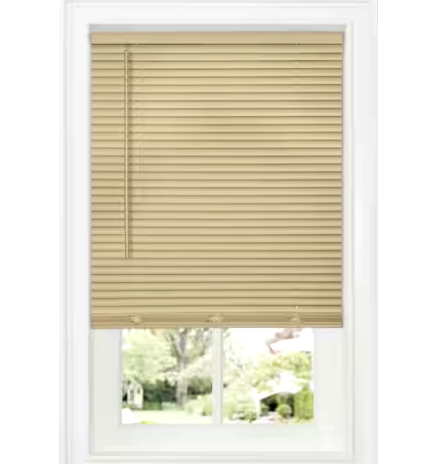 36×64 Room Darkening Mini Blinds Beige Vinyl Corded Window Shade Privacy Blind