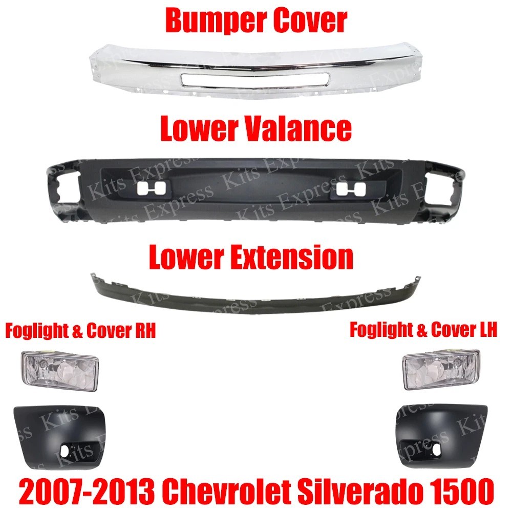 Front Bumper Face Bar & Valance For 2007-2013 Chevrolet Silverado 1500