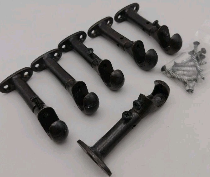6 Adjustable Curtain Rod Holders 3.75–5″ Steel JM Fit 5/8″ Rod – Some Screws