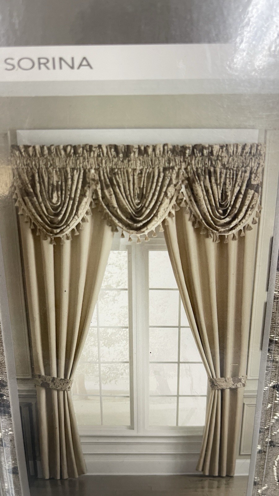 Croscill Sorina Mocha Waterfall Swag Valance 48.5×23 Inches