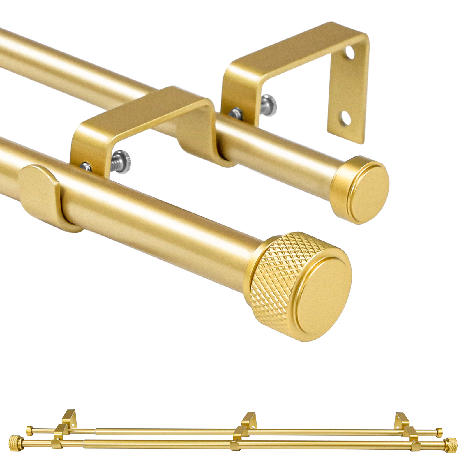 5/8″ Diameter Adjustable Double Drapery Curtain Rod w/ Maniglia Finial