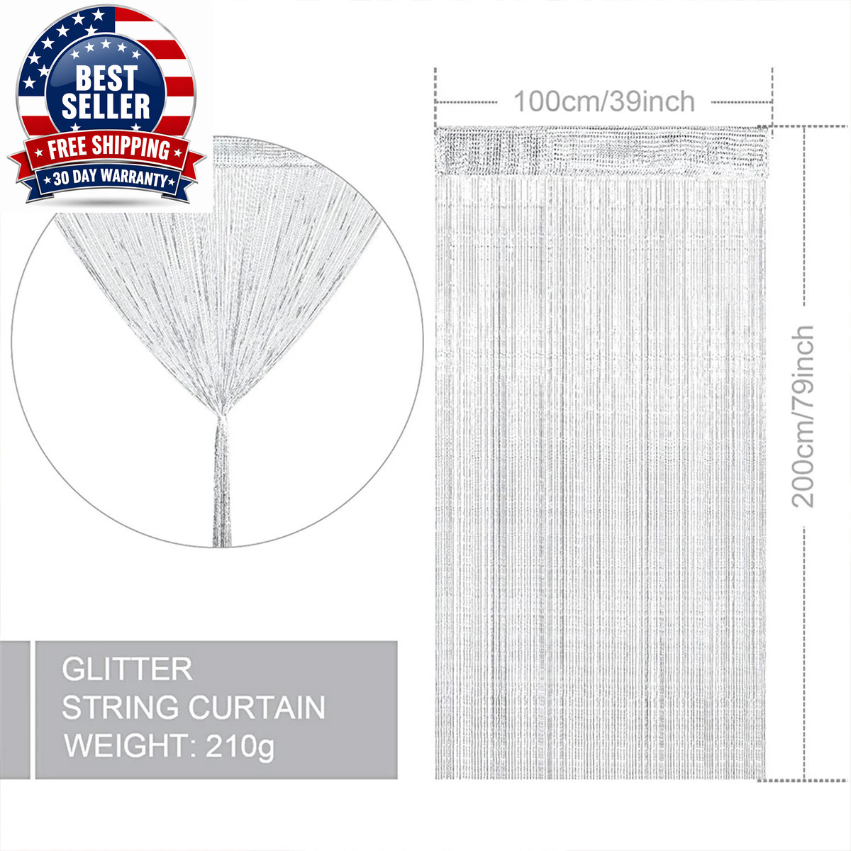 String Door Curtain Glitter Door String Curtain Silver Ribbon Shiny Tassel Flash