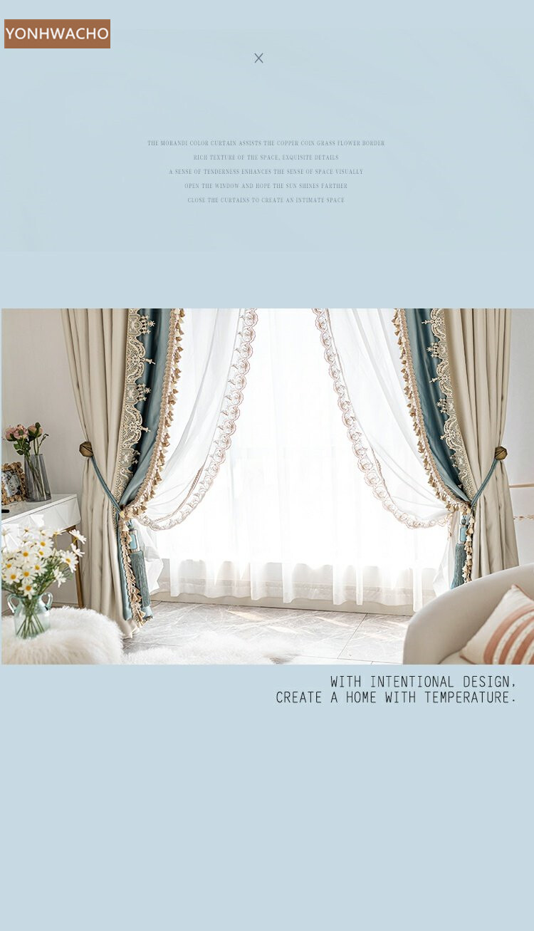 Custom villa precision fabrics beige cloth blackout curtain tulle panel C723