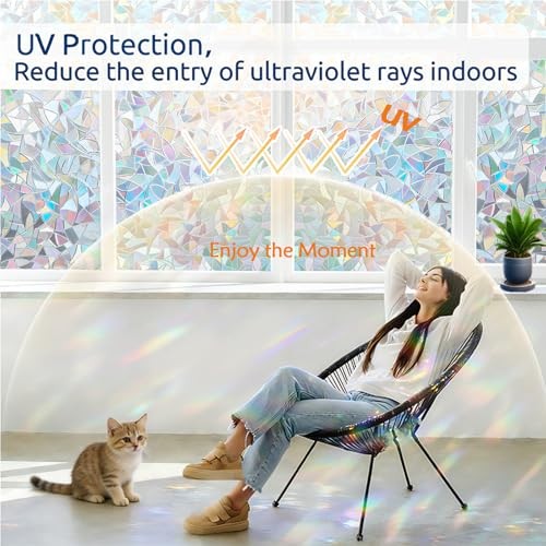 Window Privacy Film Window Coloring Colored Glass Film UV 17.5″×78.7″ Clear
