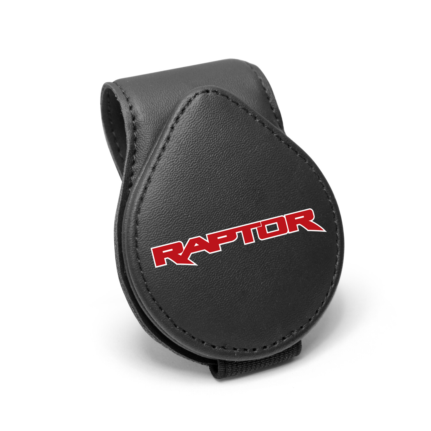 Ford F-150 Raptor in Red Leather Magnetic Sunglass Holder Car Sun Visor Clip