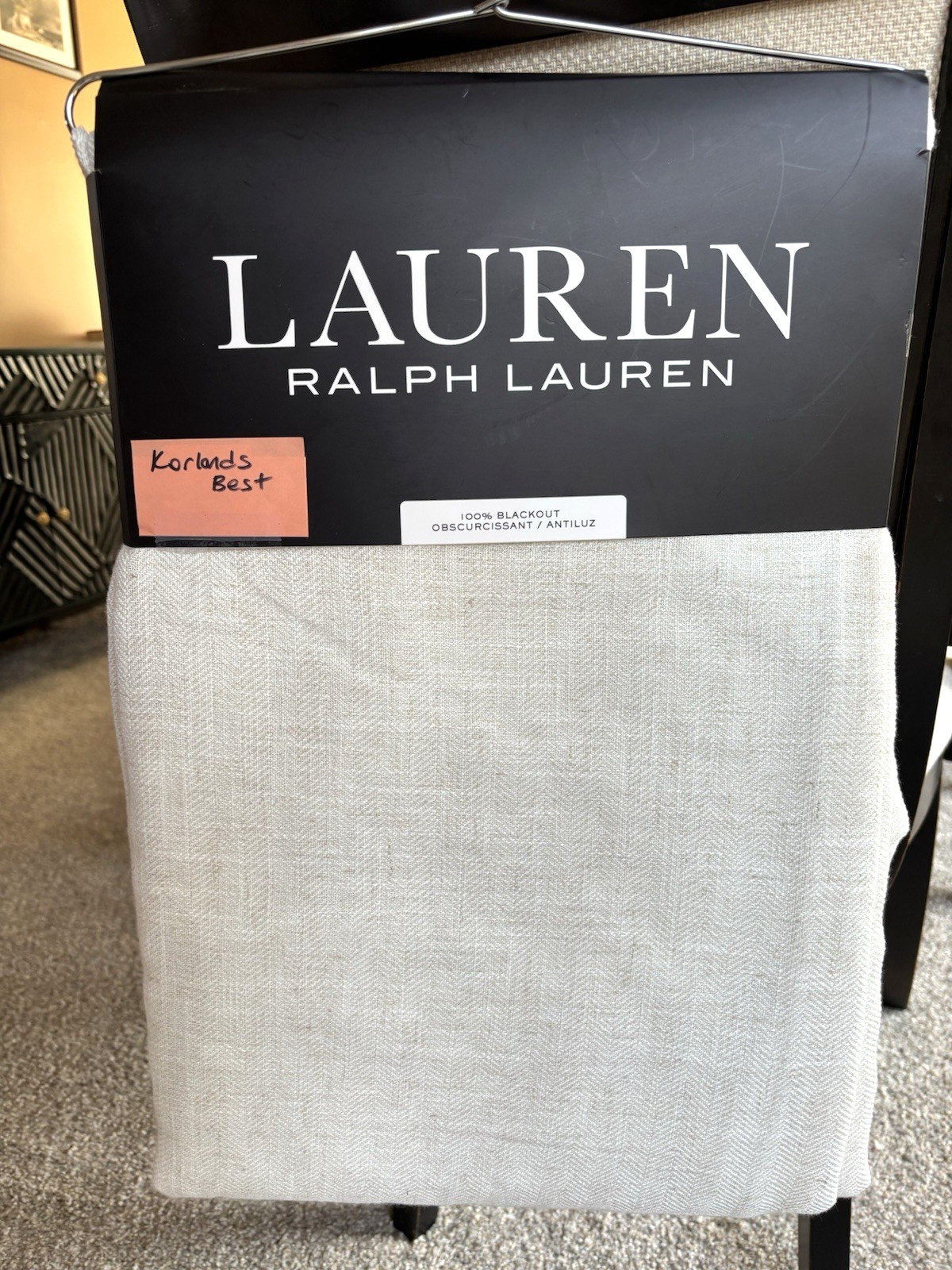 Ralph Lauren Window Curtains 2 Panels Blackout 52 x 84 Linen Herringbone Natural