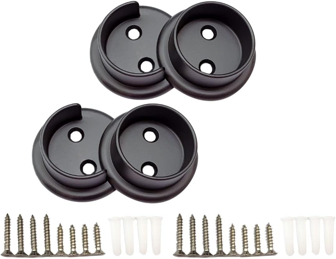 Heavy Duty Solid Metal Closet Rod Socket Set, 1-3/8”, Matte White, 2 Pair, Made