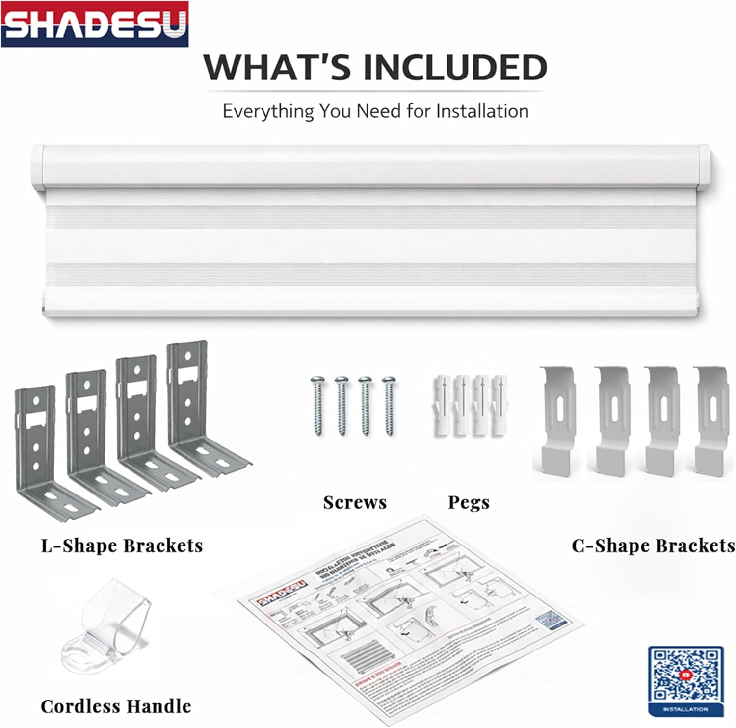 Cordless Zebra Blinds – Light Filtering Dual-Layer Window Shades for Privacy Whi
