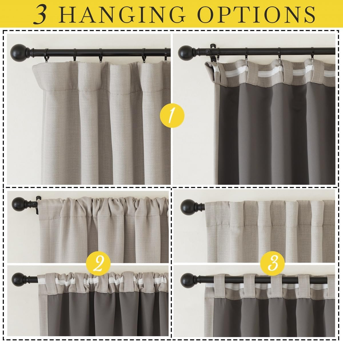 Thick 100% Blackout Curtains 84″ – 2 Panels, Thermal Room Darkening Angora