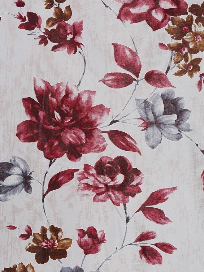 2 Piece Maroon Windflower Eyelet Polyester Window Curtains 5 7 9 Feet