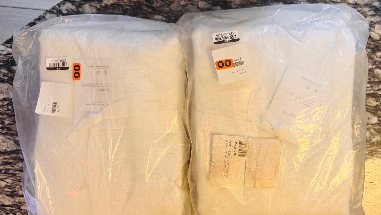 Pottery Barn Emery Linen Blackout Curtain Panel- White 100″W x 116″L $500+