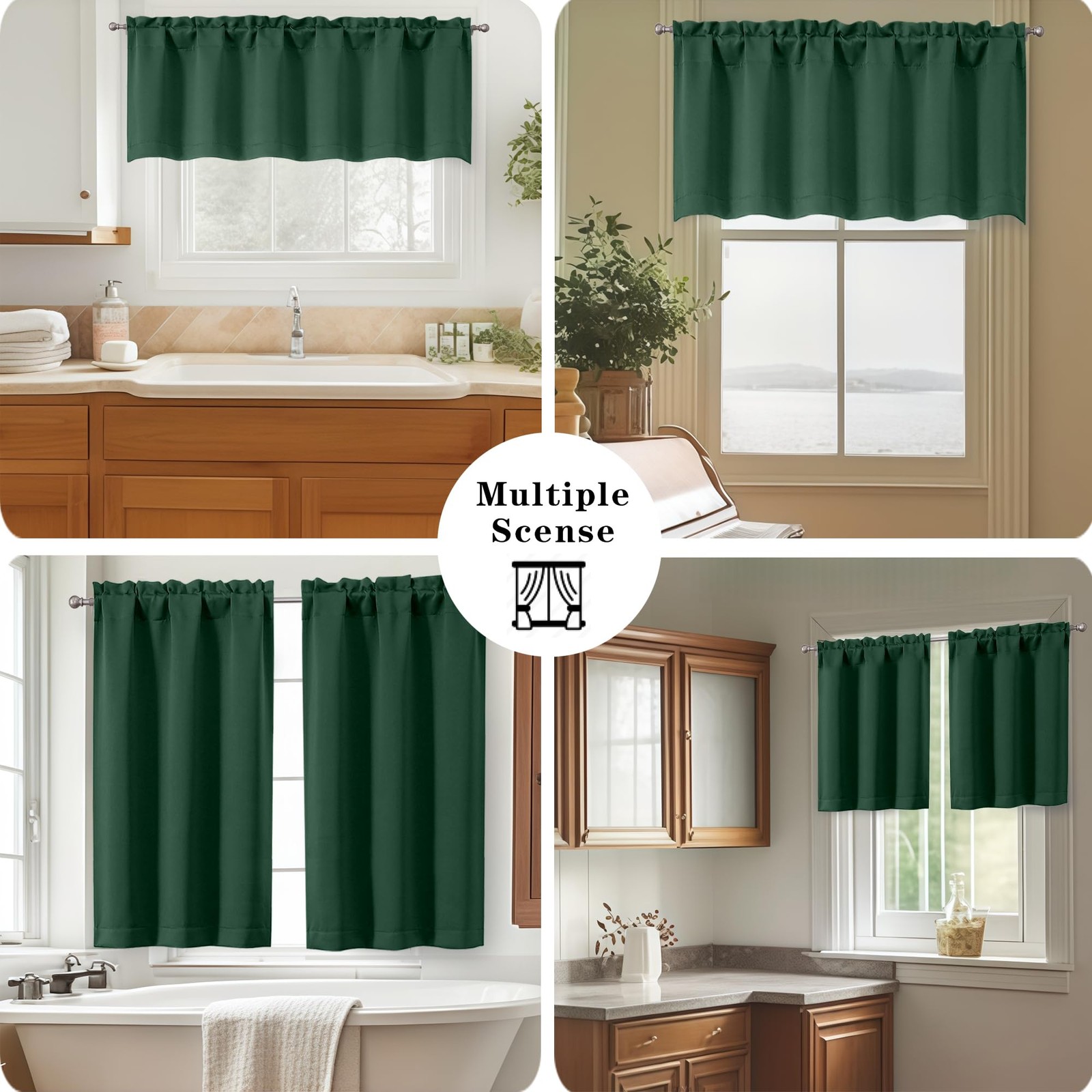 Blackout Tier Curtains 24″ for Kitchen, Bathroom, RV, 2 Panels, Rod Pocket