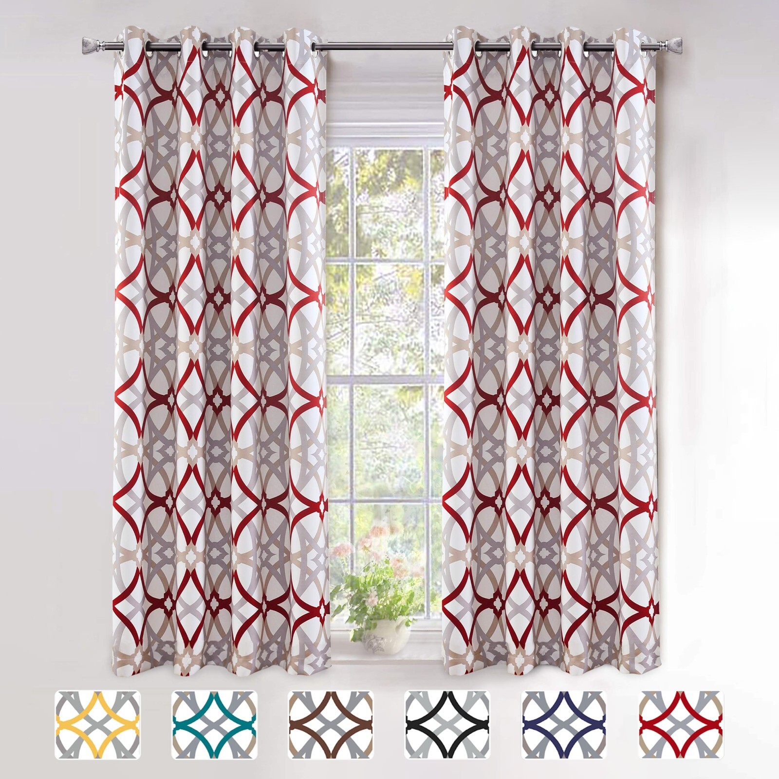 Alexander Spiral Geo Trellis Curtains Thermal Blackout Grommet Window Drape 2Pcs