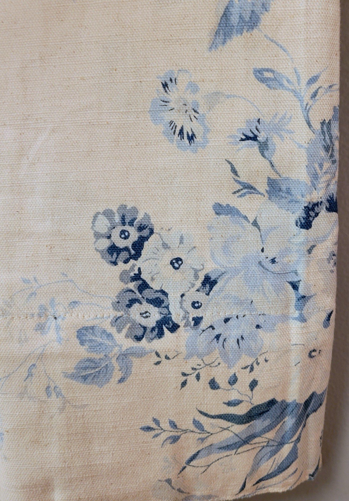 CABBAGES & ROSES Curtain Panel Drapes 50 x 84 Constance Blue Floral Natural 2 PC