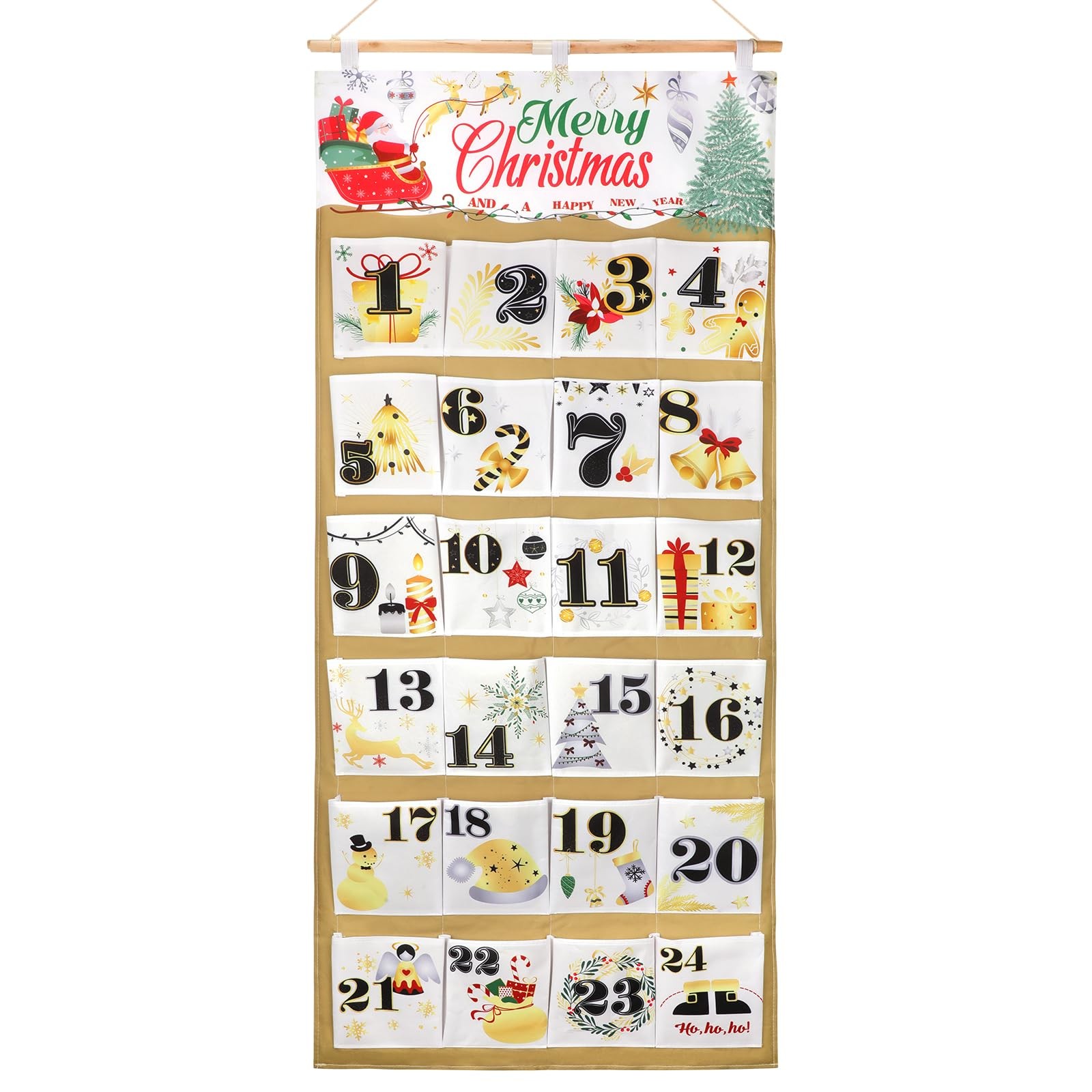Christmas Fabric Advent Calendar 58×128 cm Fillable 2025 Countdown 24 Large