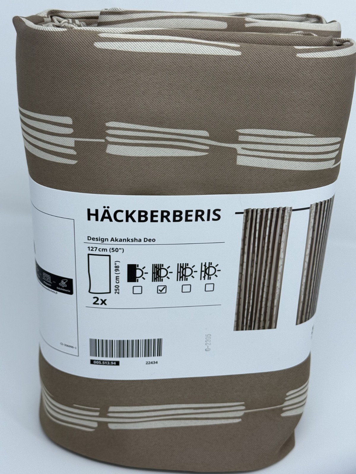 IKEA HÄCKBERBERIS Room Darkening Curtains Beige 50×98 in 1 Pair 005.513.94-NEW