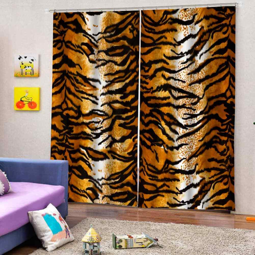 Realistic and compact tiger pattern Printing 3D Blockout Curtains Fabric Window