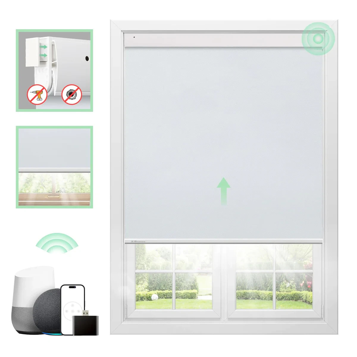 DONGFXK Motorized Blackout Roller Blinds No Drill Cordless Smart Shades 35×72