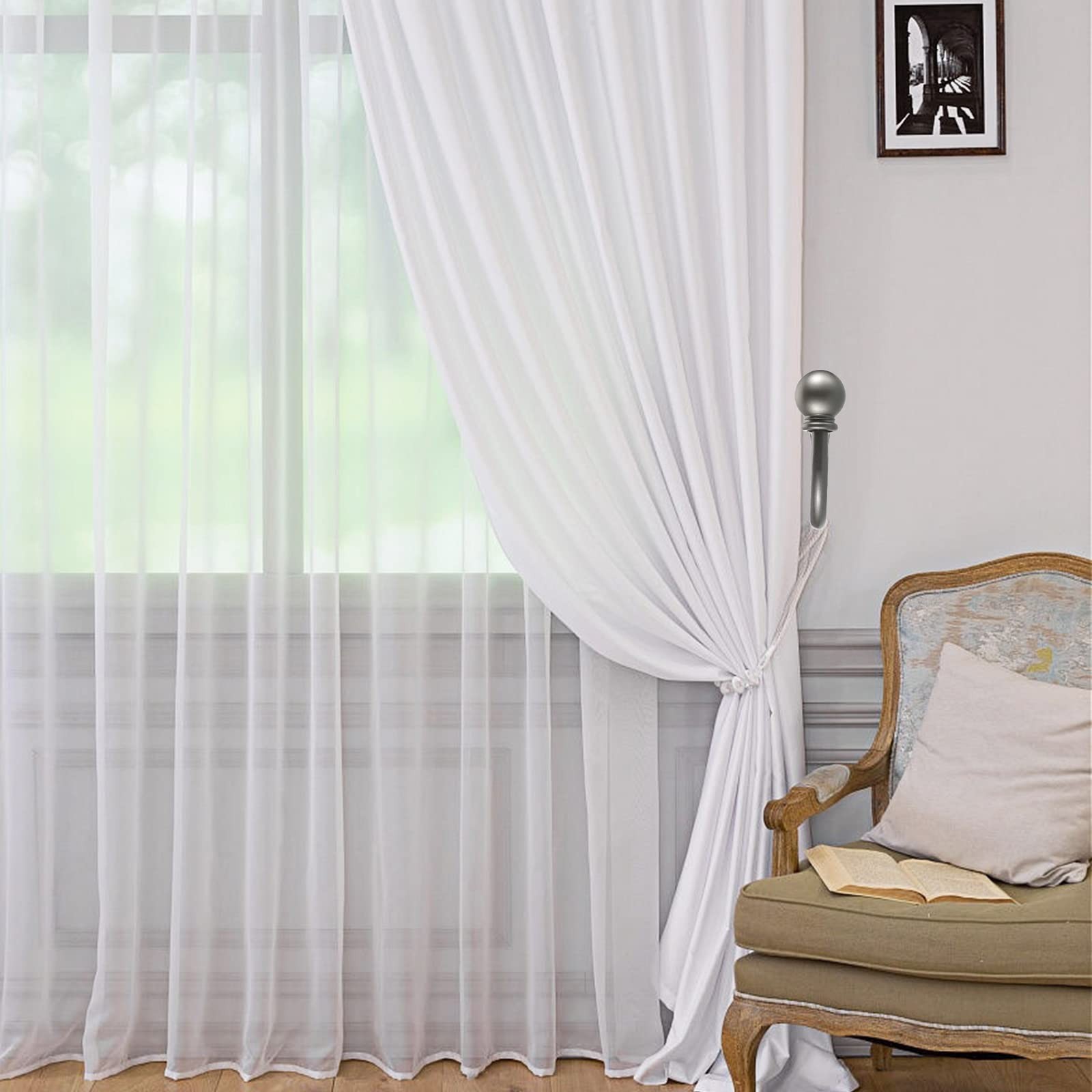 Set of 2 Decorative Curtain Holdbacks, Wall Mounted Aluminum Alloy Window Draper