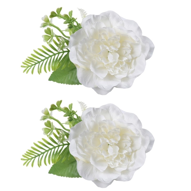 2pc Artificial Flower Curtain Ties Window Drapery Tiebacks Clips Home Styling