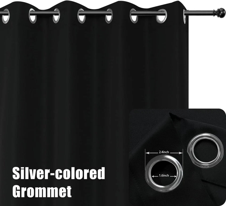 Extra Wide Waterproof Outdoor Curtains for Patio, 150×108 Inch, Black