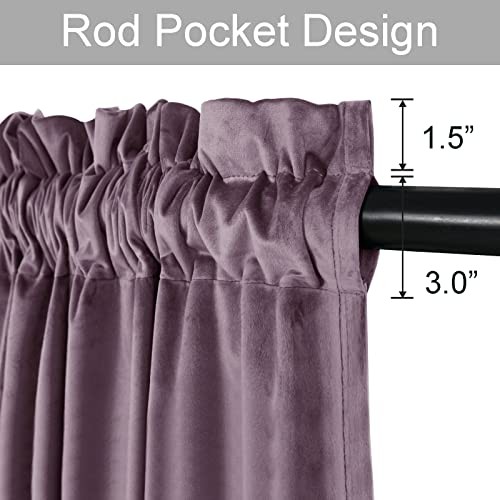 Velvet Curtains 96 inch Length Thermal 52″W x 96″L (Pack of 2) Lavender