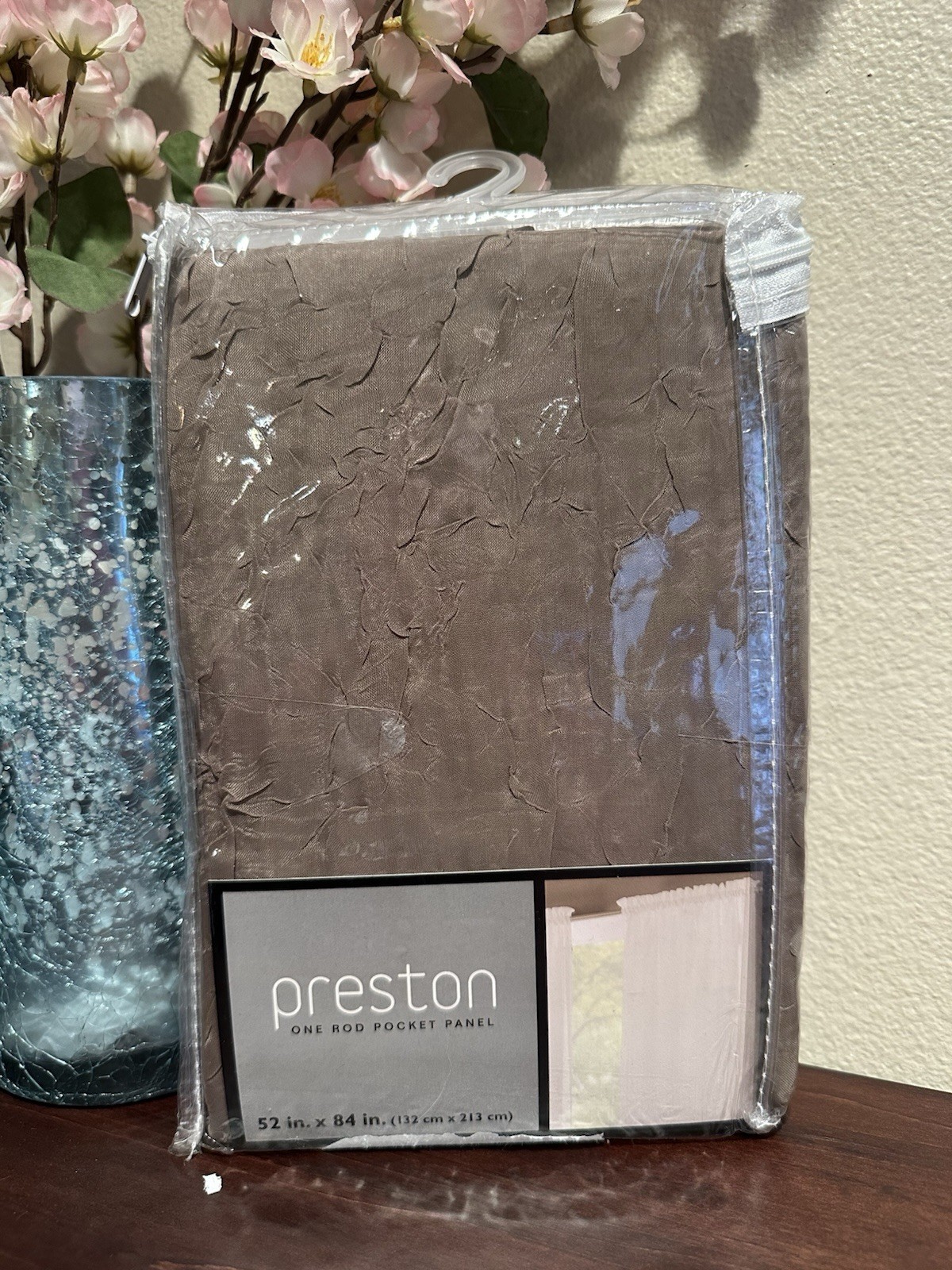 Miller Preston sheer light filtering rod pocket curtain panel 52 x 84in taupe