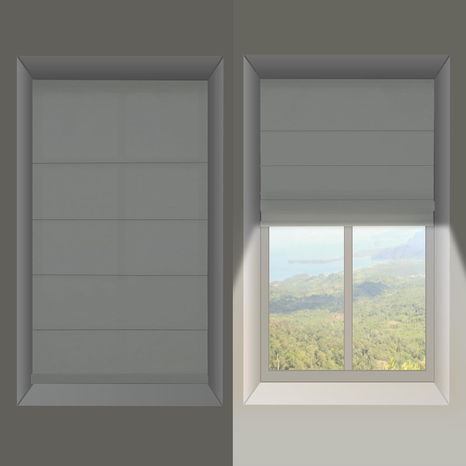 Changshade Light Filtering Roman Shades Room Darkening Window Blinds-Cordless