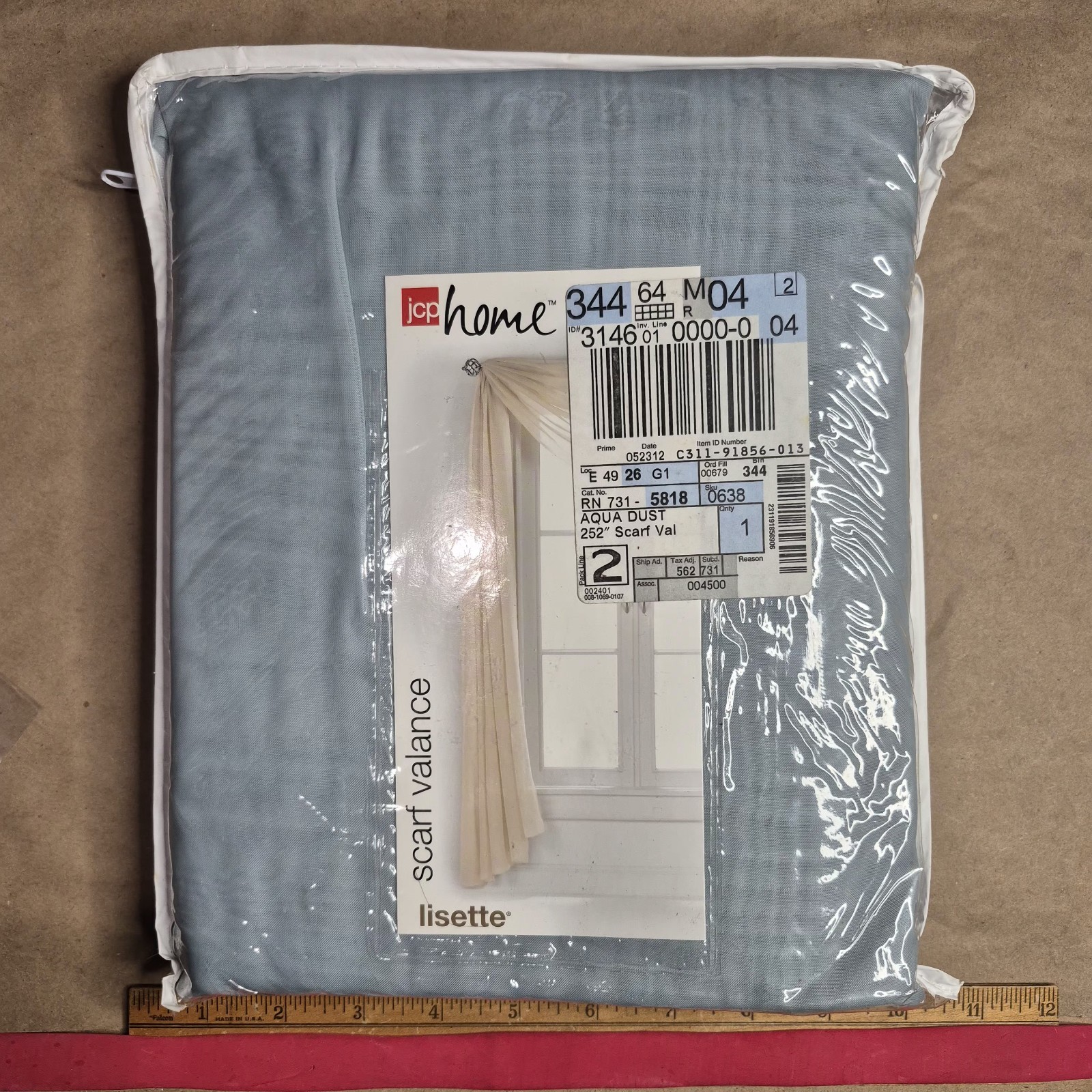 JCP Home Scarf Valance Polyester Aqua Dust NEW 60″ x 252″