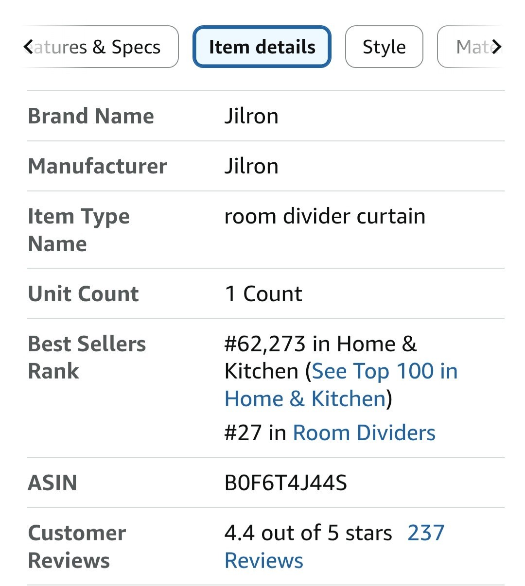 Jilron Room Divider Curtain-Black Fabric-100″x108″-Flexible Curtain Track-NEWSLD