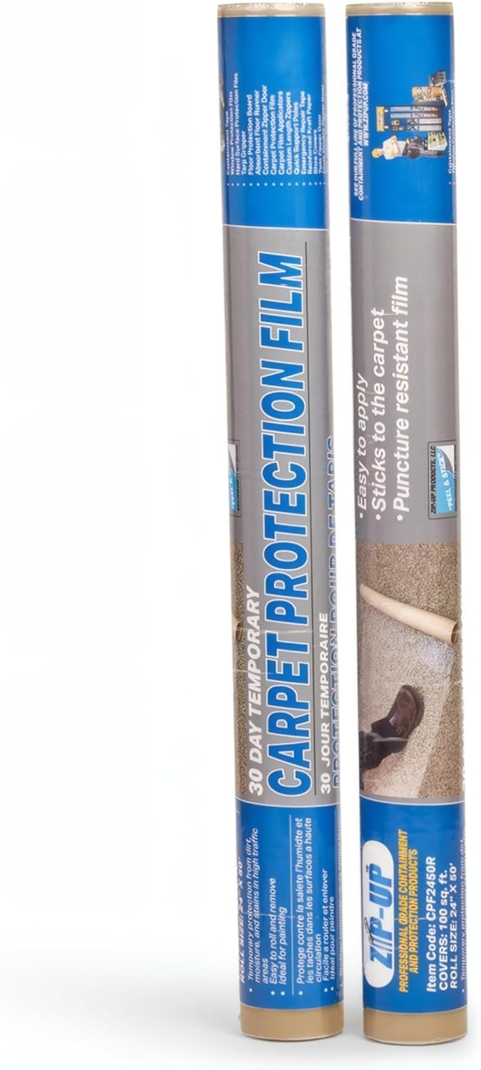 Durable 24″ x 50′ Self-Adhesive Carpet Protection Film for Home & Commercial Use