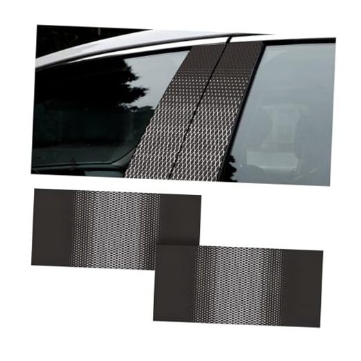 HZEL Carbon Fiber Car Window Pillar Stickers, 2PCS Waterproof Vehicle Black