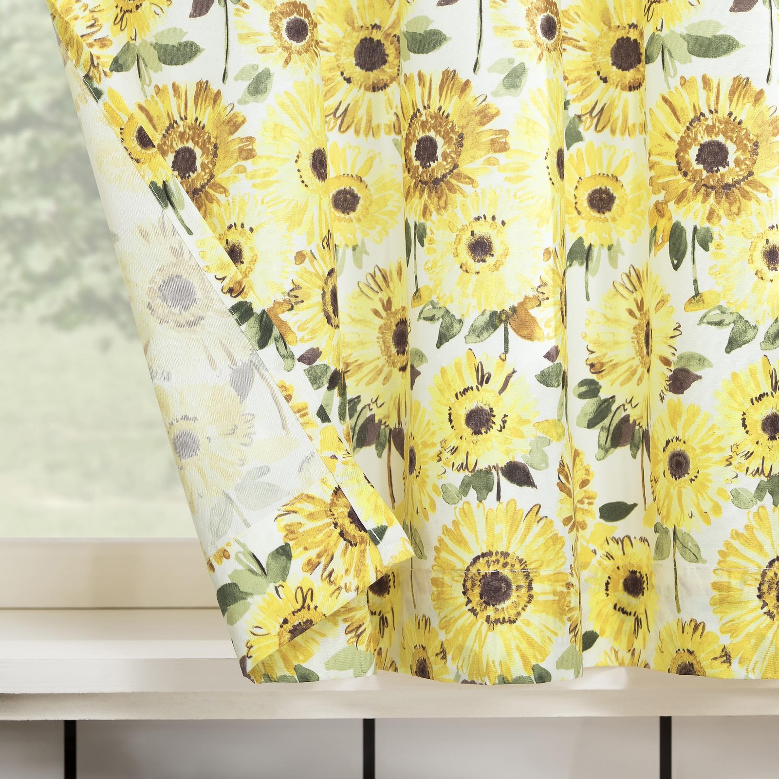 Sunbeam Sunflower Print Half Scarf Curtain Set for Kitchen, 137.2 x 61 cm, 3…