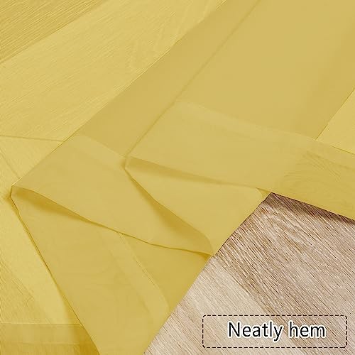 Sheer Valances for Windows 2 Pack, 42Wx14L 42″W x 14″L (Pack of 2) Yellow