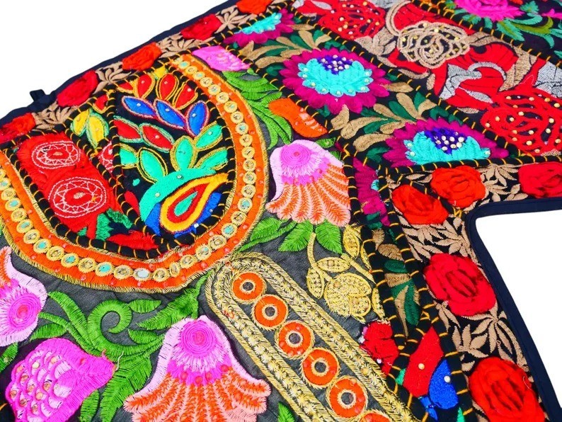 2 Meter Large Black Toran Boho Wall Tapestry Indian Entrance Decor Door Hanging