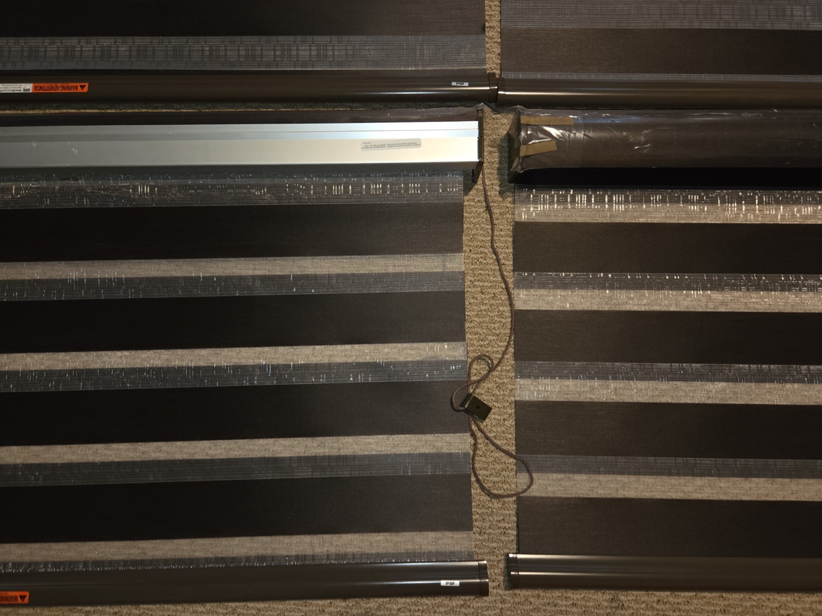 Set of 4 Bali Custom Dual Layer Zebra Shades Espresso Brown 35” x 84”