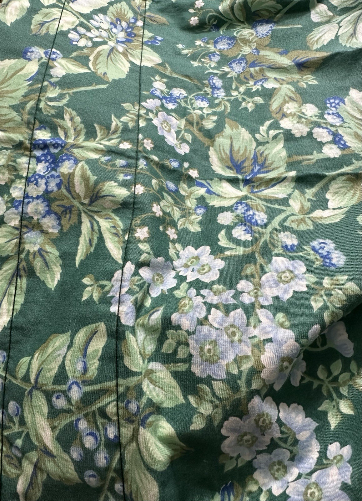 Laura Ashley Brambleberry Green Rod Pocket Lined Drape 41”x85”