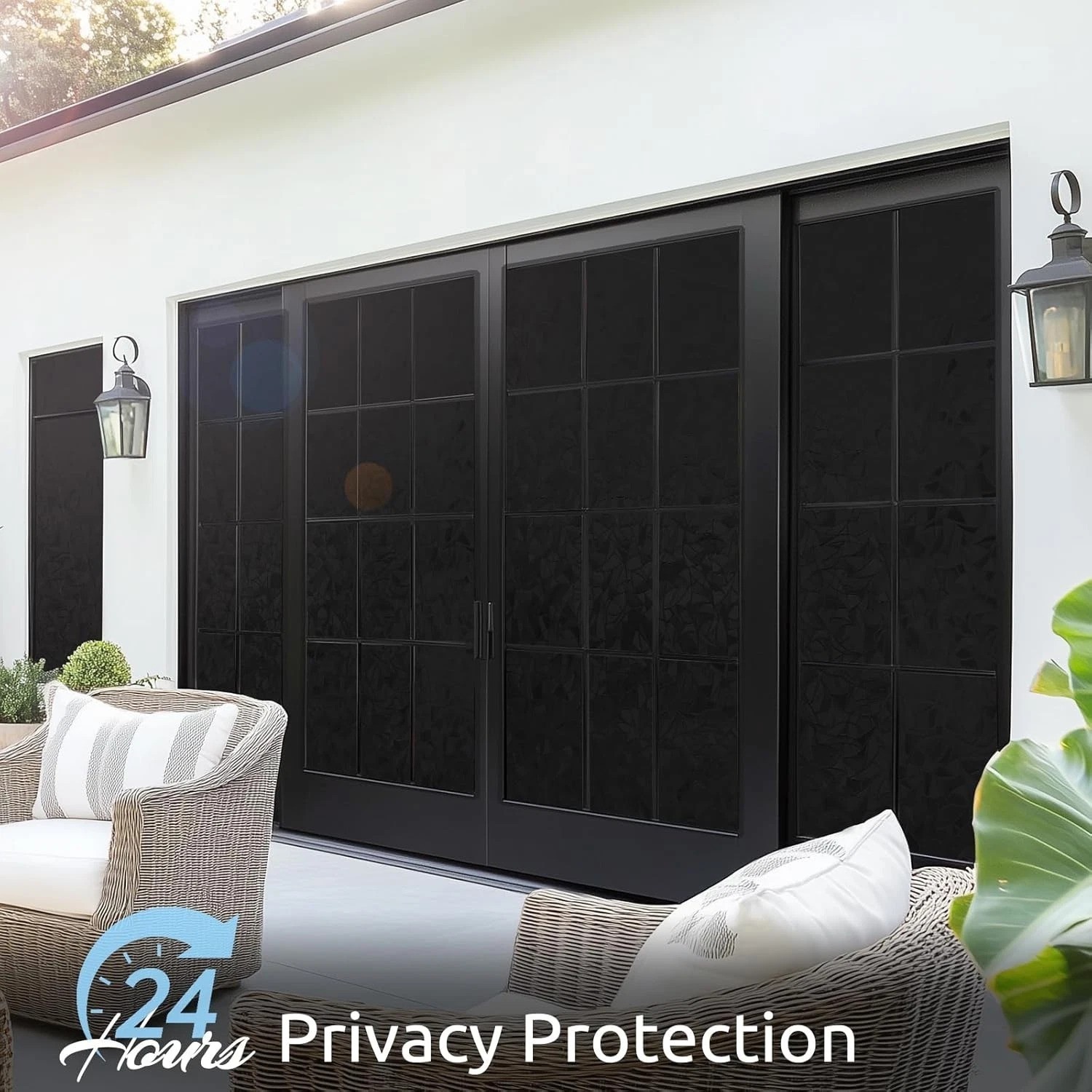 Black 3D Stained Glass Window Film: Room Darkening & UV Protection, 17.5×157.4in