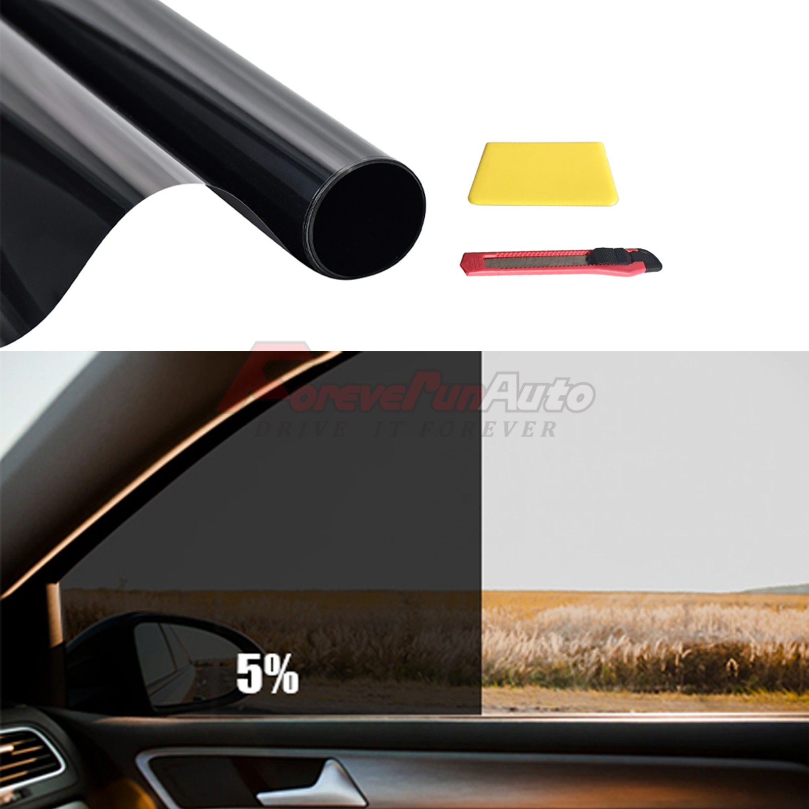2Ply 20″x100FT 5% Limo Dark Window Tint Film Roll Car Truck UV Protection