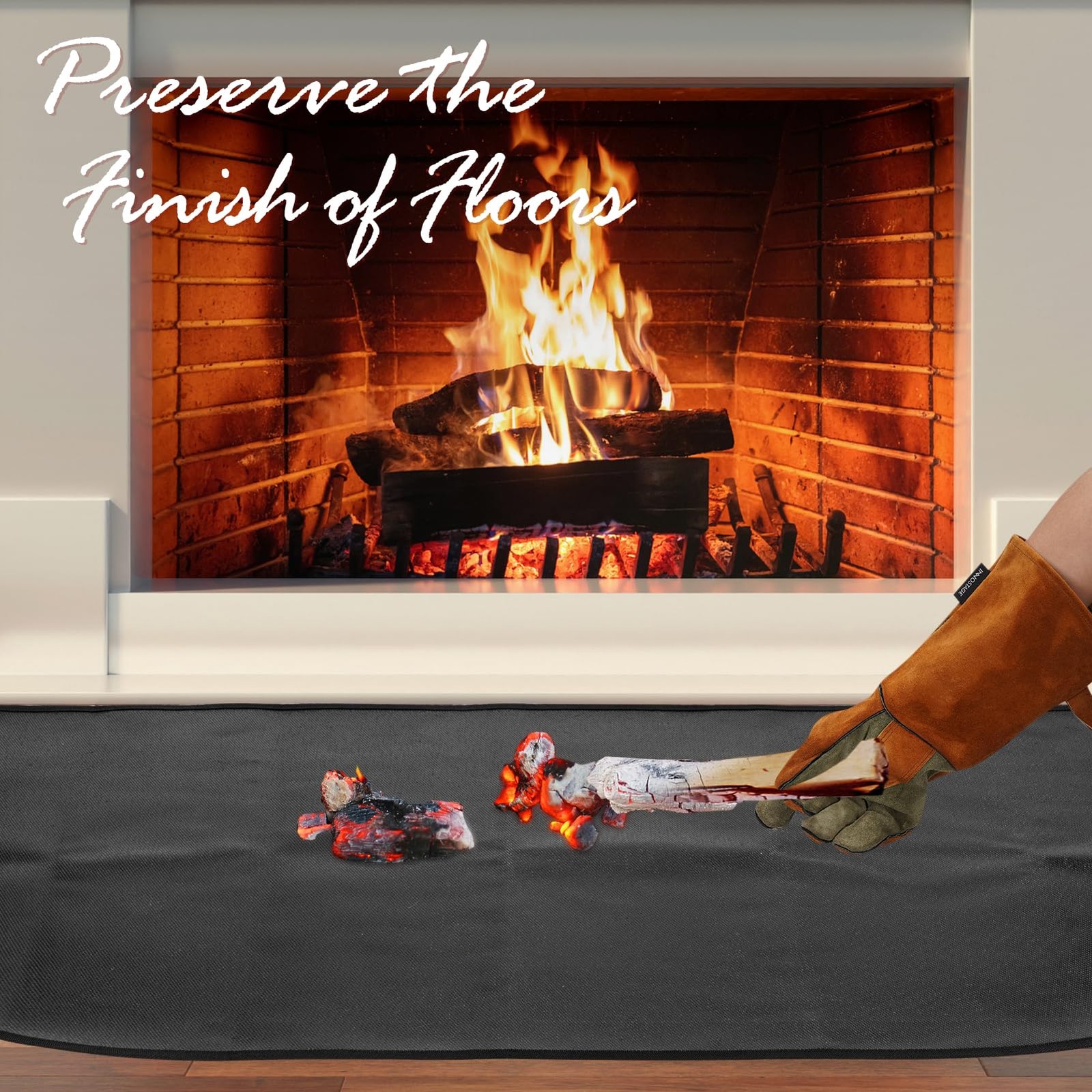 Fireplace Rugs Fire Resistant – 20 X 40 X 0.04 Inch D Shape Fire-Proof Hearth…