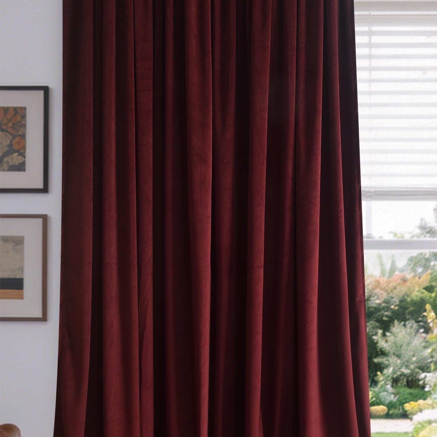 Luxurious 96″ Velvet Ruby Wine Curtains – 2 Panels, Room Darkening Drapes