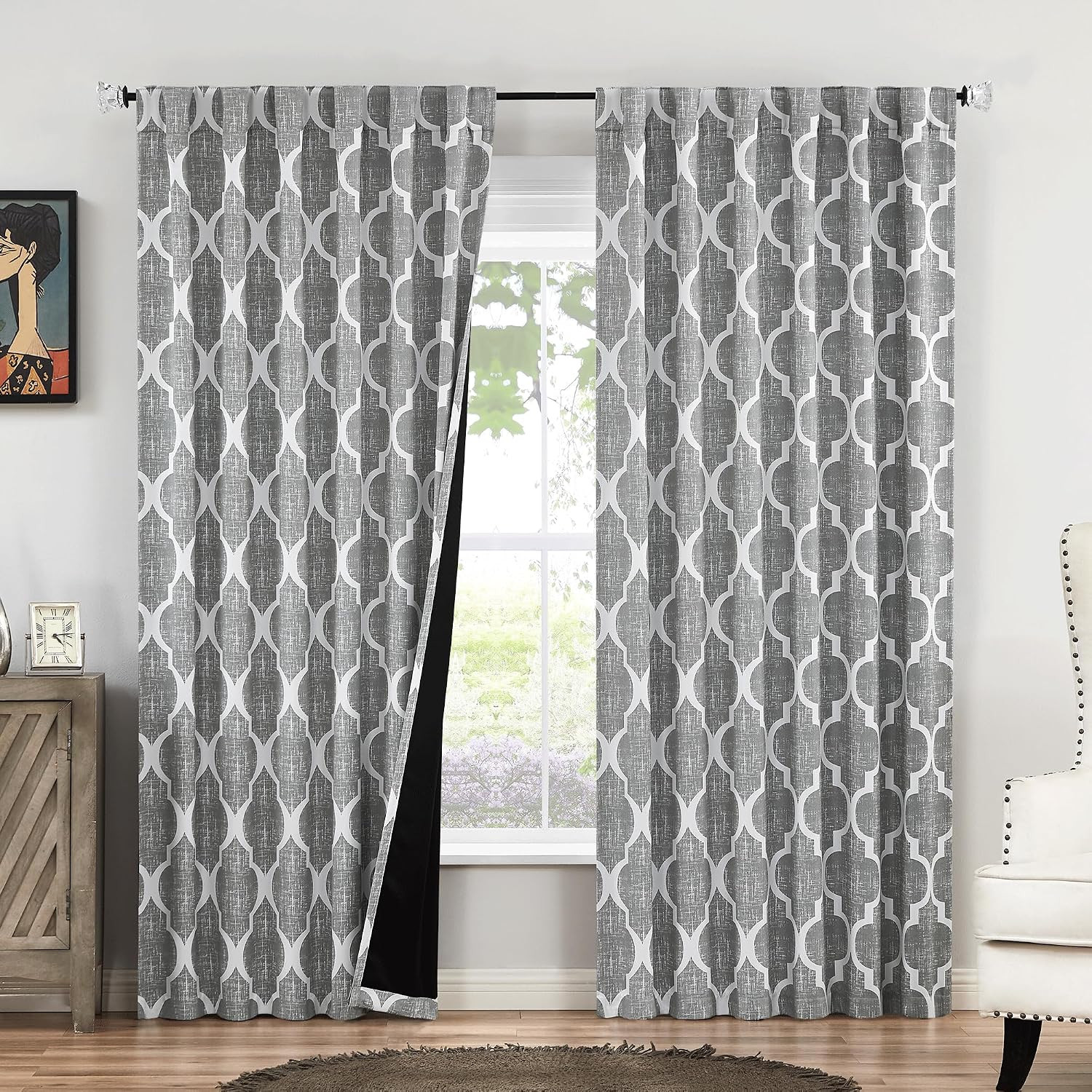 100% Blackout Curtains 84 Inches Long 2 Panels for Bedroom Living Room Blue Grey