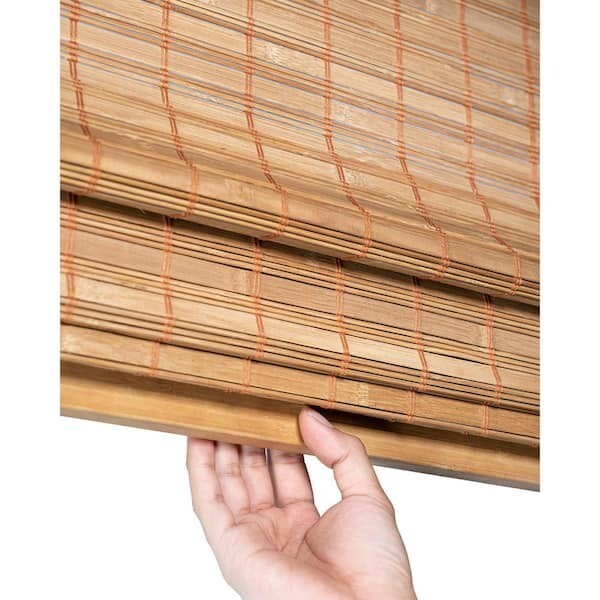 Chicology Cordless Light Filter Natural Woven Bamboo Roman Shade Brown Squirrel
