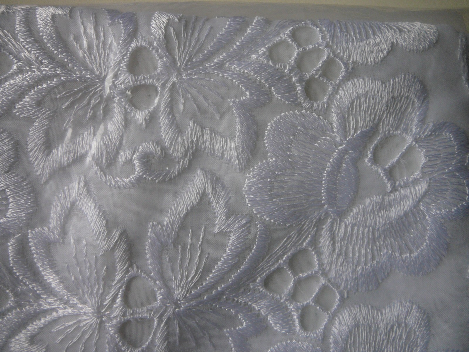 Embroidered Polyester White Lace Lisbon Style Curtain Made In Spain-60″ x 84″