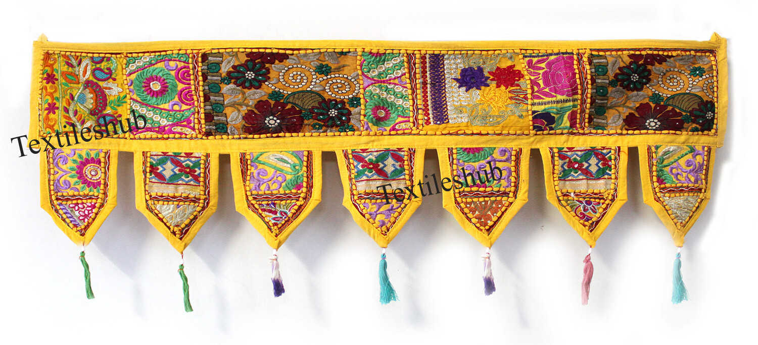 New Patchwork Toran Embroidery Door Valance Vintage Wall Hanging Room Decorative