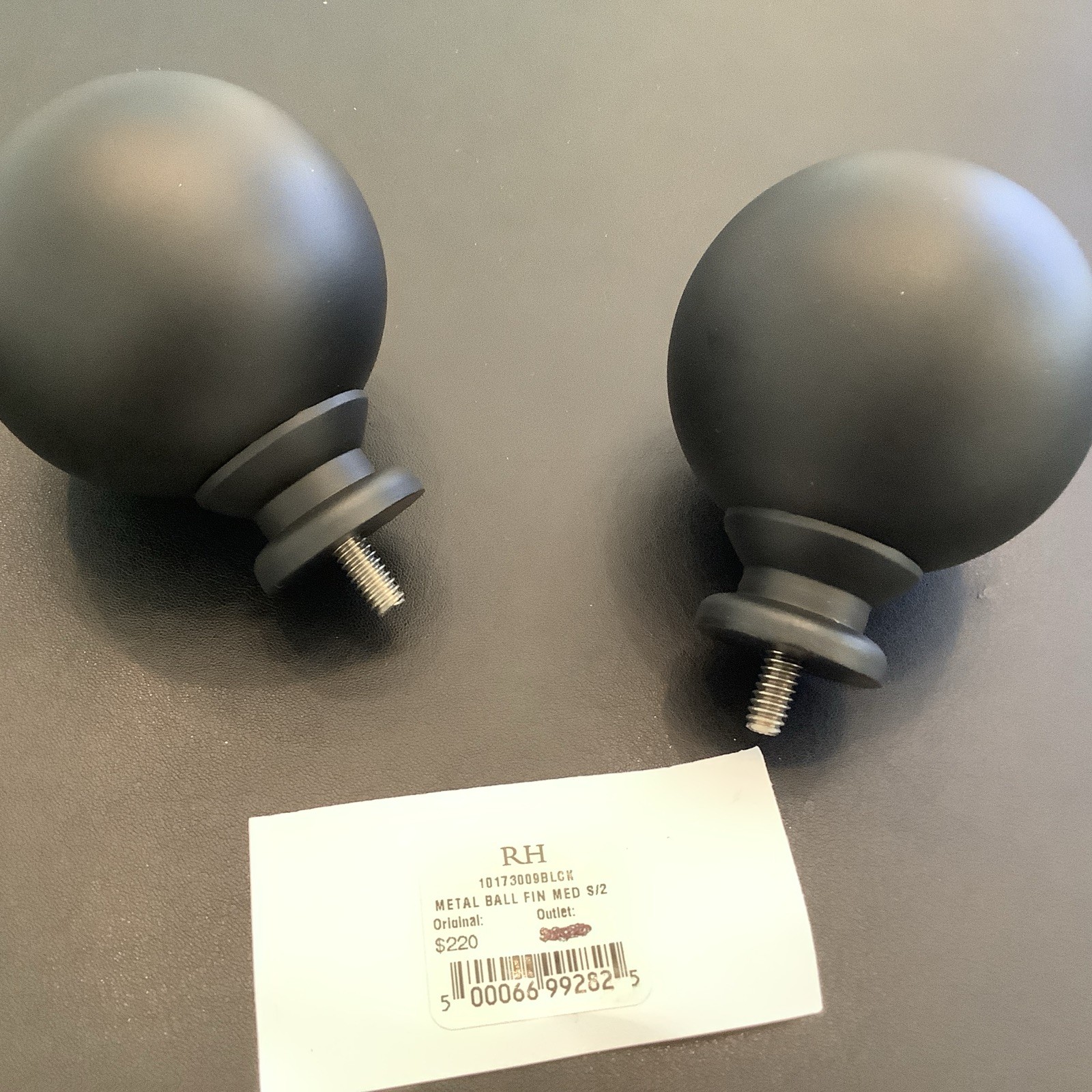Restoration Hardware Easton Solid Brass Ball Finials (Set of 2) Medium Black