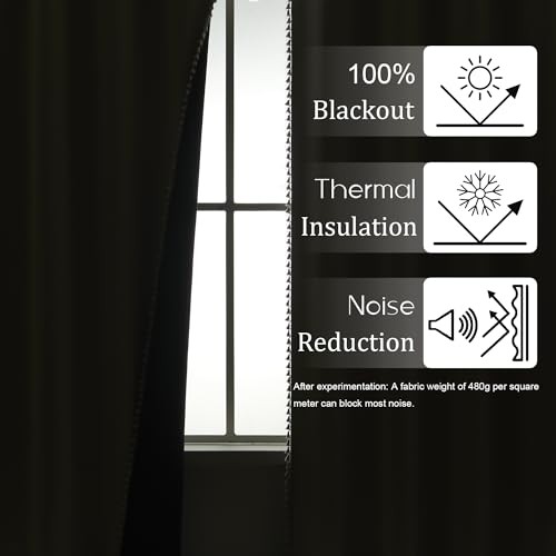 100% Blackout Shield Linen Blackout Curtains 52″W x 90″L (Pack of 2) Natural