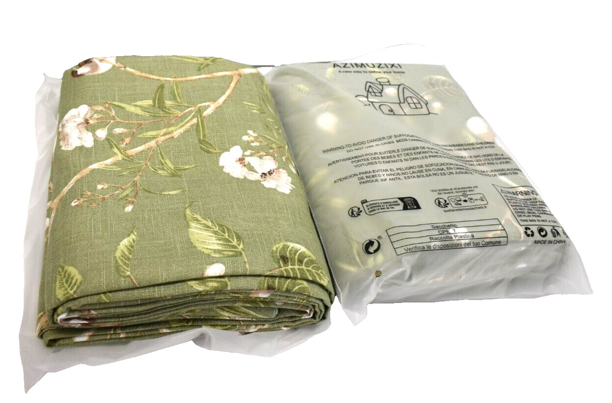 Farmhouse Birds Design Curtains 84″ x 50″ Green w/ Beige 2 Pack